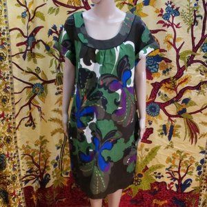 Semantiks Bold Floral Print Linen Blend Day Dress With Pockets XL